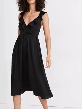 Madewell Ruffle Front Cross Back Midi Dress